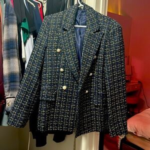 Gold and navy blue blazer